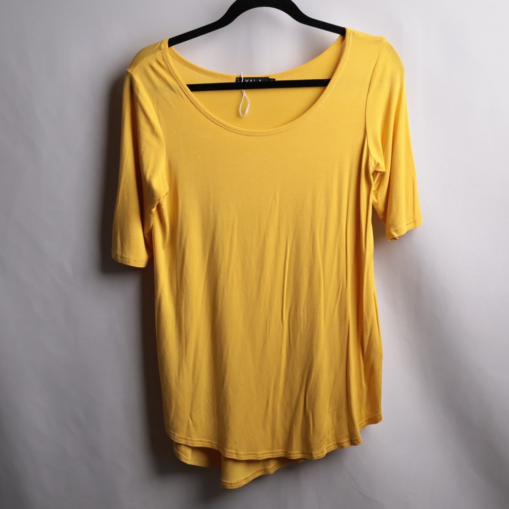 YALA Bamboo Viscose Jersey Tunic Top Yellow Short Sleeve Small Athleisure Yoga